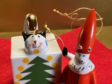 2x Villeroy Boch Animal Park Weihnachten Baumanhänger Katze eckig + Santa Claus
