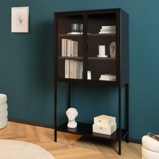 Industrial Vitrine DURA STEEL - 150cm - schwarz - Metall Glas - Highboard Regal