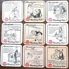 9 verschiedene alte Bierdeckel