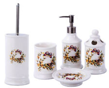 Keramik Badset BADEZIMMERCreme SET SEIFENSPENDER WC BÜRSTE Schmetterlinge