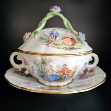 Dresden Porzellan Potschappel Carl Thieme Schale  Suppenschüssel Wateau