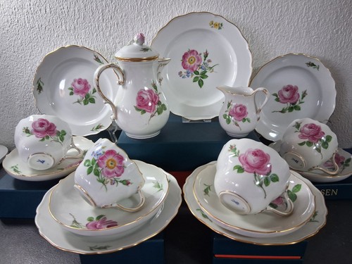 Meissen kaffeeset rote rose - rote,