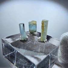 3x Aquamarin Kristalle, blau - 3er Set Erongo, Namibia 8 - 12mm