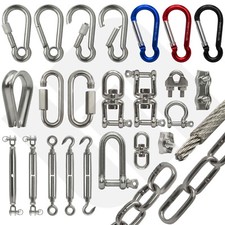 Edelstahl VA4 Seil Karabiner Klemmen Spannschloss Schäkel Simplex Kausche Kette
