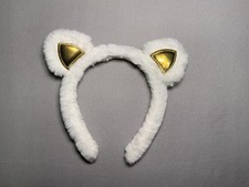 Karneval Haarreifen Katzenohren weiß Gold flauschig