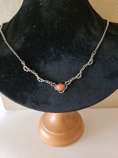 Silber kette Collier Trachtenschmuck Mit Korallen Capuchon Erbsenkette