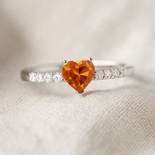 Herz Citrin Mit Diamant 925