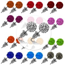 2 Ohrringe Shamballa Funkelnde Kristalle Discokugel Ohrstecker Strass Zirkonia