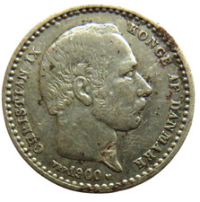 1900 Dänemark Silber 25 Erz /