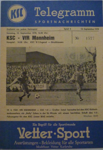 Stadionheft ksc vfr mannheim - stadionheft,