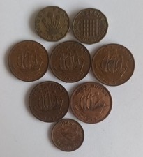 Großbritannien Lot - 8 alte Münzen - Farthing-Pence - 1937-1965 - sehr schön