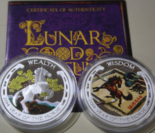 Tuvalu 2 x 1 Dollar 2014 Silber 2 oz Set F6665 Lunar Horse-Good Fortune Set