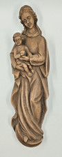 Wandskulptur von Maria mit Jesuskind (Signatur)  Holzschnitzkunst, ca. 48 cm