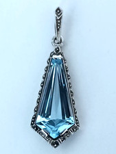 Anhänger Art deco Silber blau