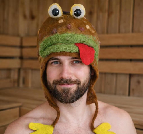Frosch saunahut wollfilz - frosch,