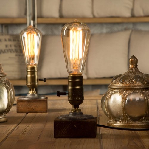Loft holz tischlampe vintage - loft,