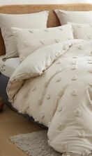 Bettwäsche beige mit Herzen und Reißverschluss 2-teilig Microfaser