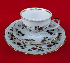 1960 Seltmann Sammeltasse Sammelgedeck Gold Rot Grün Kaffee Rosen Blumen Schwarz