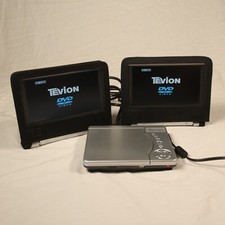 Tevion TWS704 2 FUNKTIONIERENDE Bildschirme tragbarer DVD Player (defekt) Hüllen Tasche Ladegeräte