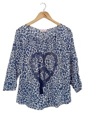 Emily van den Bergh Damen Langarmshirt Gr. 40 Leopard Muster Casual Blau Weiß