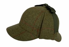 100 % Wolle Country Tweed Sherlock Holmes Deerstalker Jagd Tropfenohren Hut GR110