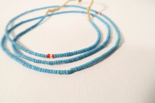 Alte kleine Glasperlen türkis blau 2mm EF31 Old Seed Beads African Trade blue