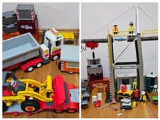 Playmobil Baustelle, Kipper, Tieflader, Verladestation, Baucontainer, Dixi Klo,