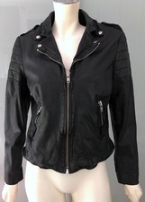 Muubaa Biker Jacke Lederjacke Schwarz Leder 40 M/L Moto Leather Jacket Black