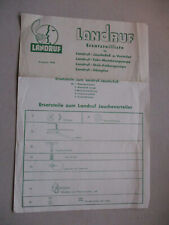 Landruf Ersatzteilliste für"Jauchefaß-Membranpumpe,Steh-Kolbenpumpe,Dämpfer"1948