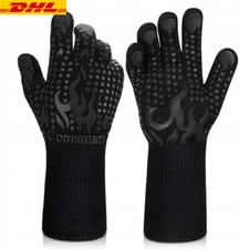 2x Grillhandschuhe Hitzebeständig 800°C Feuerfest Schutzhandschuhe Ofenhandschuh