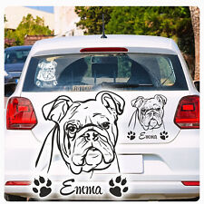 Autoaufkleber Englische Bulldogge Name clickstick Aufkleber Hund Pfoten A226