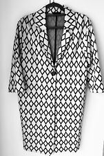 Neu Sisley Mantel Trenchcoat Jacke Gr. 34/36 Schwarz-Weiß Stretch Damen