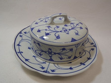 PM Moschendorf -Bavaria 1 alte Butter/Käseglocke Indisch blau-Strohblume