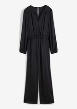 Neu Eleganter Satin-Overall in Wickeloptik Gr. 42 Schwarz Damenoverall Jumpsuit