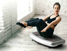 KLarfit Massagegerät Vibrationsplatte 50Stufen LCD 120Kg 500W 80x46cm FB Silber