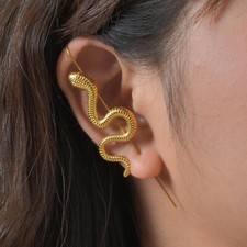 Statement Ohrklemme Schlange, Edelstahl, Ear Climber mit Haken & Stecker,  Damen