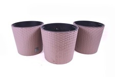3x Prosperplast Blumentopf Blumenkübel Rattan Optik Übertopf Pflanzkübel Mocca