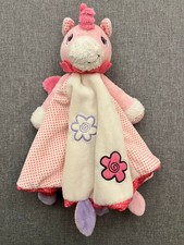 Nicotoy Schmusetuch Einhorn Kuscheltuch Schnuffeltuch rosa lila Blumen