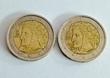 2 euro münze 2002 italien dante alighieri - 2 Stück - Fehlprägung - für Sammler