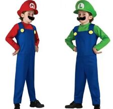 Kinder Kostüm Super Mario Luigi Jungen Mütze Bart 4 5 6 7 8 9 Jahre Mädchen