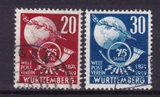 Franz- Zone Württemberg 75 Jahre Weltpostverein Nr. 51 - 52 Gestempelt