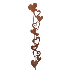 Metall Stecker HERZRANKE Rost Gartenstecker, Blumenstecker. Herz, Herzen. 116 cm