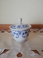 Porzellan Zuckerdose Kobalt Blau Deckel Dose gemarkt Tisch Tafel Geschirr Retro 