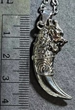 Chinesischer Tiger & Zahn Anhänger mit Kette