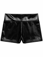DE Damen Metallic Hotpants Glänzende Gym Bottoms Kurz Hose Fitness Tanz Shorts