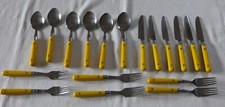 Besteck Set Messer Löffel Gabel 18-teilig gelb Edelstahl Nirosta Nieten