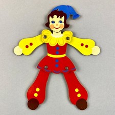 1960er Holz-Wandfigur/Hampelmann Mertens-Kunst 26cm Rüschenkragen-Kasper Defekt