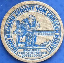 Alter Bierdeckel Brauerei Schumacher Düsseldorf um 1940-50