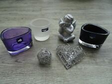 ? 3 x Glas LEONARDO Kerzenständer  Teelichthalter + Keramik Engel Konvolut Set