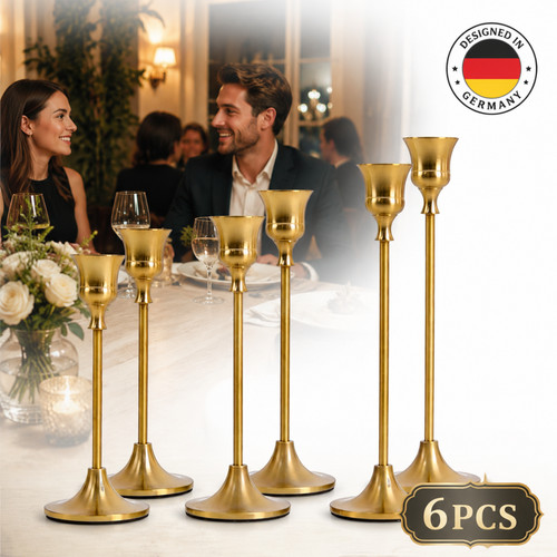 Metall kerzenständer gold - kerzenständer, 6er